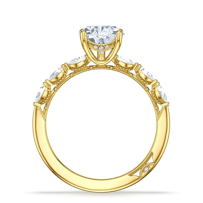 Tacori 18K Yellow Gold Sculpted Crescent Pear Semi Mount Diamond Ring Tacori Rings Tacori 18K Yellow Gold Sculpted Crescent Pear Semi Mount Diamond Ring Tacori Rings