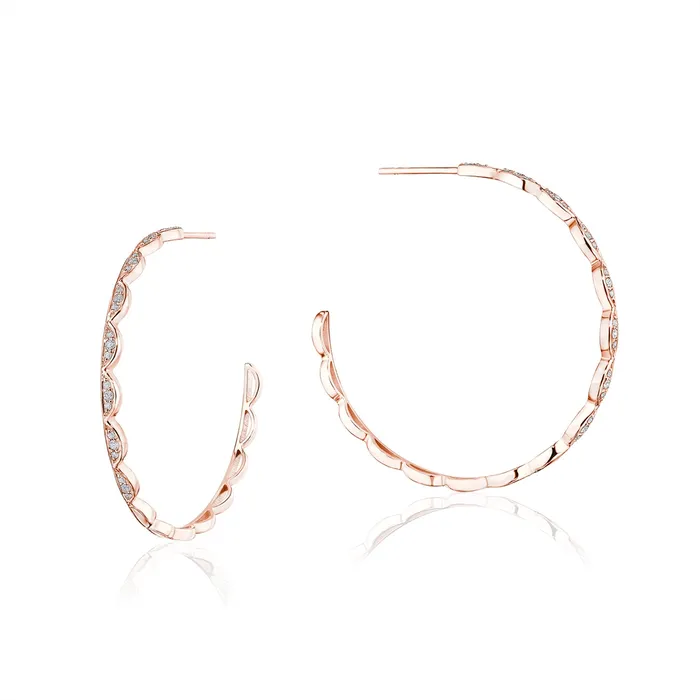 Tacori Earrings Tacori 14K Rose Gold Crescent Diamond Hoop Earrings