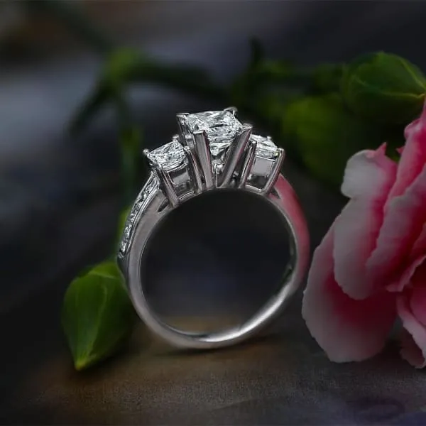 Three Stone Diamond Engagement Ring Set in 14K White Gold 205ct tw Princess Cut Natural Diamonds Diamond Source NYC Rings