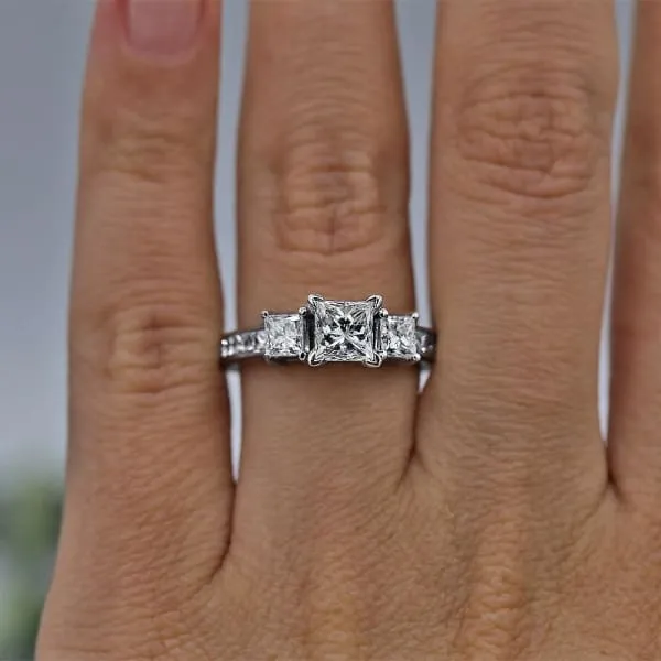 Three Stone Diamond Engagement Ring Set in 14K White Gold 205ct tw Princess Cut Natural Diamonds Diamond Source NYC Rings