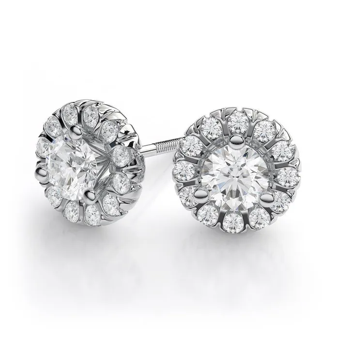 240 Carats Gorgeous Natural Earth Mined Diamond Lady Stud Halo Earrings White Gold GB Earrings 240 Carats Gorgeous Natural Earth Mined Diamond Lady Stud Halo Earrings White Gold GB Earrings
