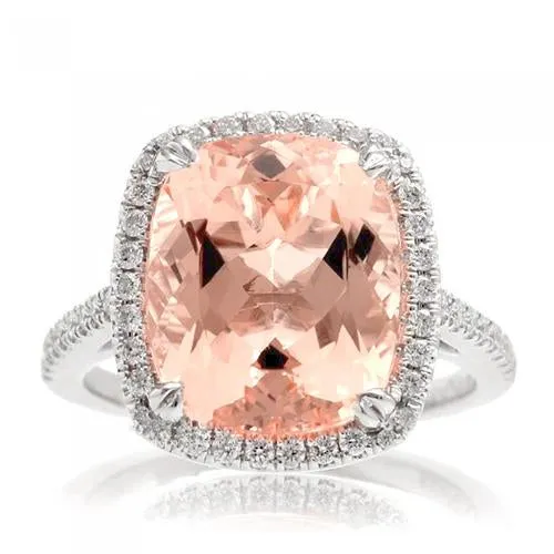 2305 Ct Big Morganite With Natural Earth Mined Diamonds Wedding Ring Gold White 14K GB Rings 2305 Ct Big Morganite With Natural Earth Mined Diamonds Wedding Ring Gold White 14K GB Rings