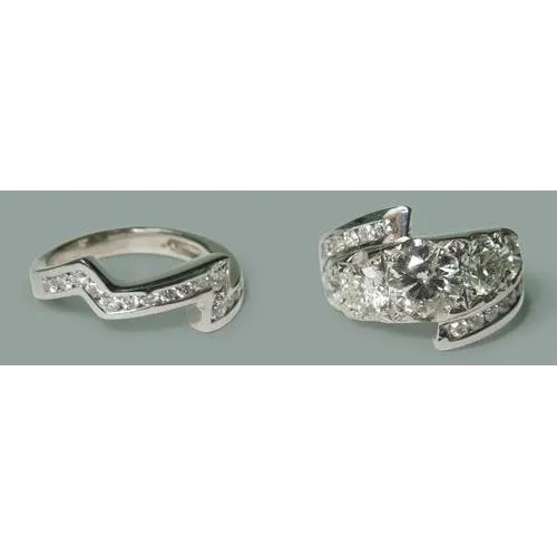 455 Carat Round Natural Earth Mined Diamonds Wedding Ring And Band Set GB Rings