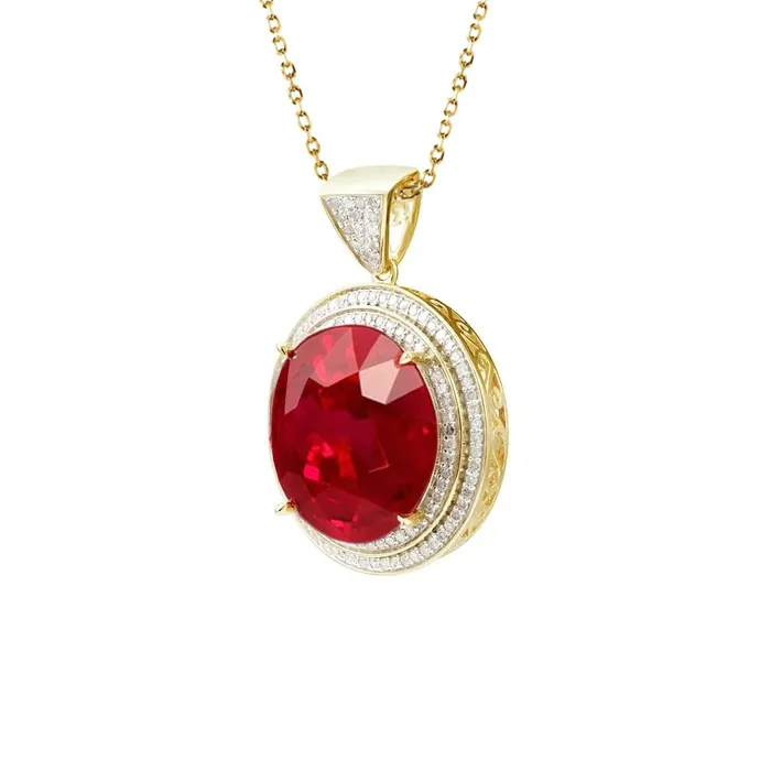 870 Carats Round Cut Ruby And Natural Earth Mined Diamonds Pendant Necklace Yg 14K GB Necklaces 870 Carats Round Cut Ruby And Natural Earth Mined Diamonds Pendant Necklace Yg 14K GB Necklaces
