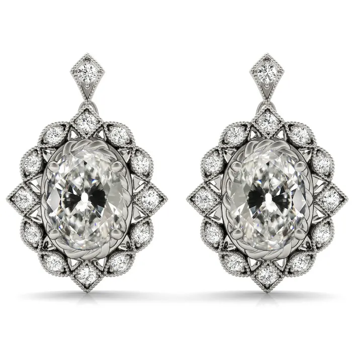 Antique Style Drop Earrings 850 Ct Halo Oval Old Miner HarryChadEntcom Earrings Antique Style Drop Earrings 850 Ct Halo Oval Old Miner HarryChadEntcom Earrings