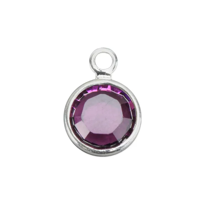 AP Charm Necklaces Crystal Channel Charm Amethyst FEBRUARY 6mm Stone Pack of 8