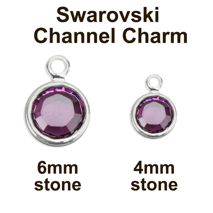 AP Charm Necklaces Crystal Channel Charm Amethyst FEBRUARY 6mm Stone Pack of 8