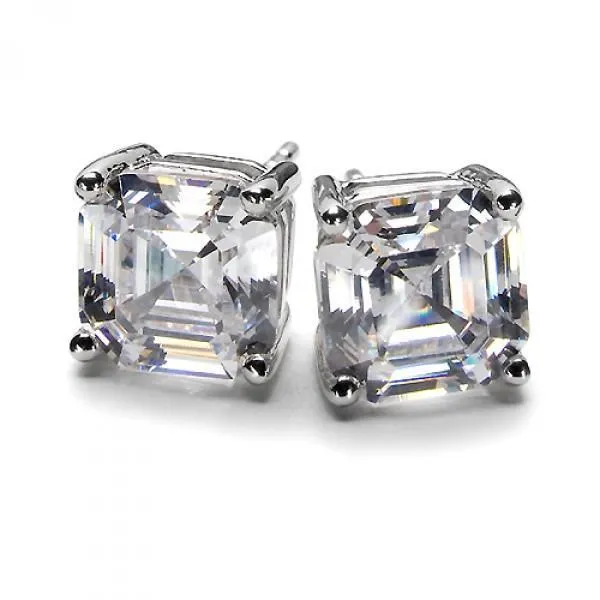 Asscher Cut 250 Ct Natural Earth Mined Diamond Stud Earrings 14K White Gold GB Earrings Asscher Cut 250 Ct Natural Earth Mined Diamond Stud Earrings 14K White Gold GB Earrings