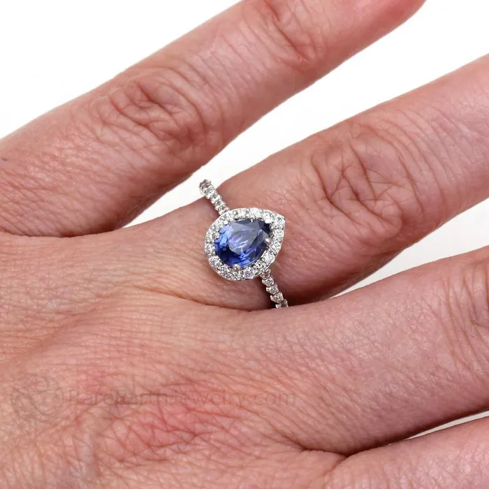 Beautiful Pear Shape Sri Lanka Blue Sapphire Natural Earth Mined Diamond Ring Gold 2 Ct GB Rings Beautiful Pear Shape Sri Lanka Blue Sapphire Natural Earth Mined Diamond Ring Gold 2 Ct GB Rings