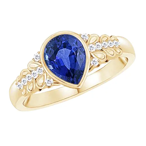 Bezel Set Pear Ceylon Sapphire Natural Earth Mined Diamond Ring Yellow Gold 475 Carats HarryChadEntcom Rings Bezel Set Pear Ceylon Sapphire Natural Earth Mined Diamond Ring Yellow Gold 475 Carats HarryChadEntcom Rings