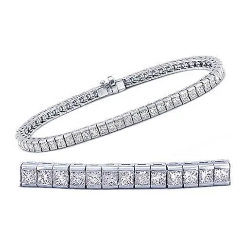 Bracelets GB 680 Carats Princess Cut Natural Earth Mined Diamonds Tennis Bracelet Gold 14K Bracelets GB 680 Carats Princess Cut Natural Earth Mined Diamonds Tennis Bracelet Gold 14K