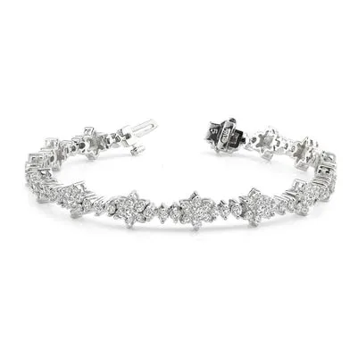 Bracelets GB 8 Ct Round Brilliant Cut Natural Earth Mined Diamonds Cluster Bracelet White Gold 14K Bracelets GB 8 Ct Round Brilliant Cut Natural Earth Mined Diamonds Cluster Bracelet White Gold 14K