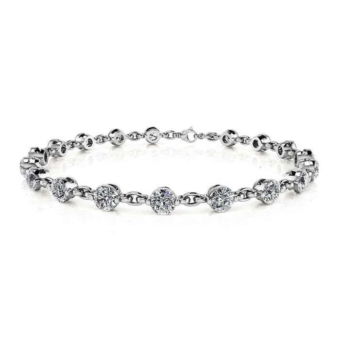 Bracelets GB Round Cut 5 Carats Sparkling Natural Earth Mined Diamonds Link Bracelet White Gold 14K Bracelets GB Round Cut 5 Carats Sparkling Natural Earth Mined Diamonds Link Bracelet White Gold 14K