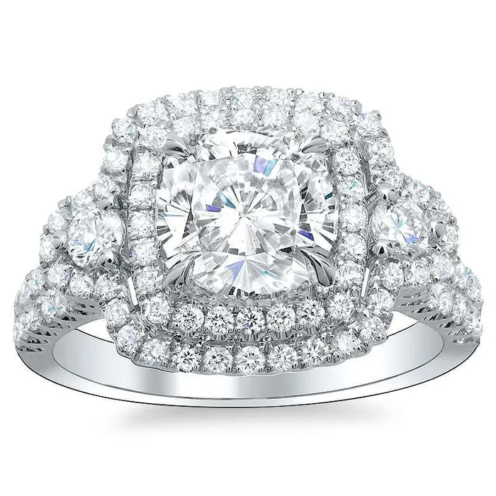 Cushion Round Cut Gorgeous Halo Natural Earth Mined Diamond Wedding Ring 640 Ct GB Rings Cushion Round Cut Gorgeous Halo Natural Earth Mined Diamond Wedding Ring 640 Ct GB Rings