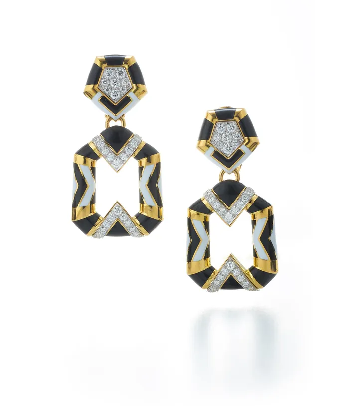 David Webb Workshop Earrings Chevron Pentagon Earrings