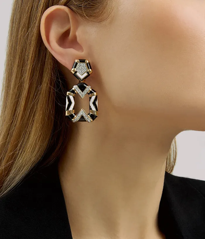David Webb Workshop Earrings Chevron Pentagon Earrings