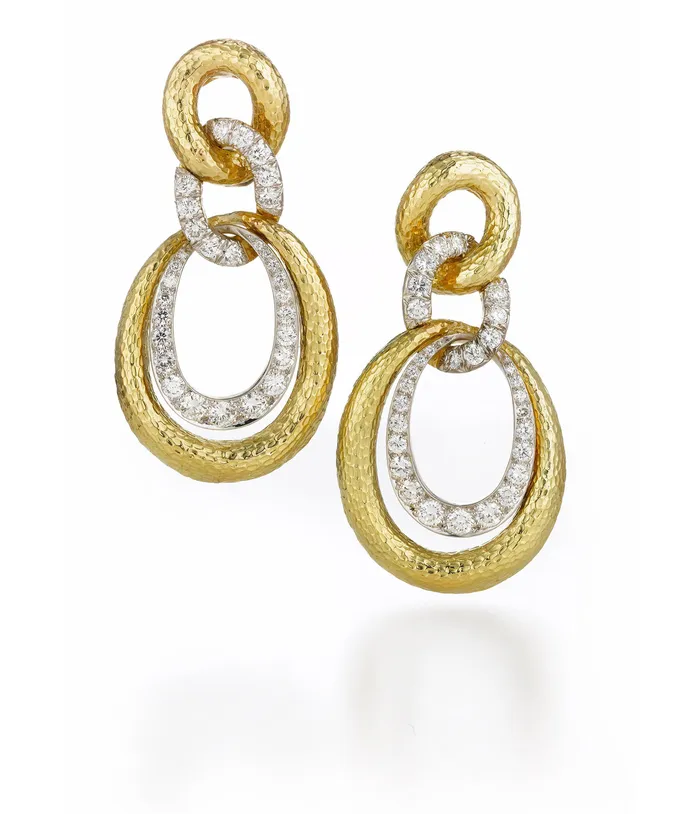 Earrings David Webb Madison Twisted Double Oval Hoop Earrings