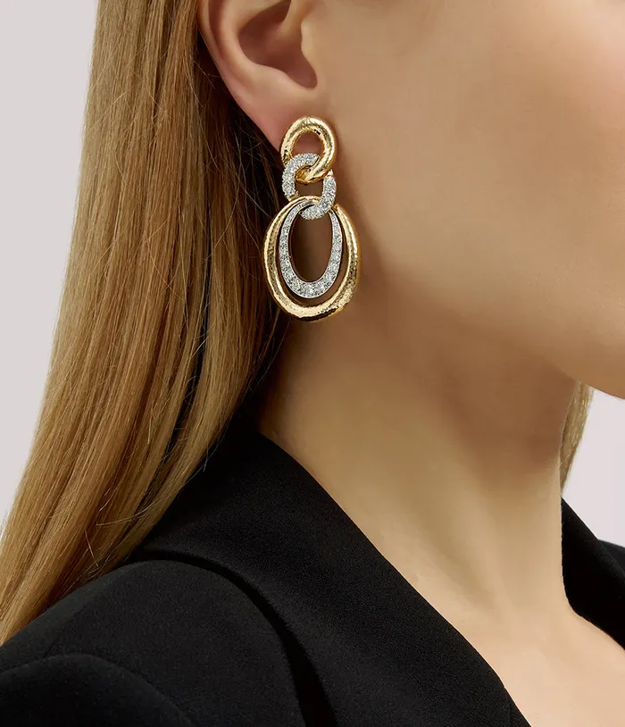 Earrings David Webb Madison Twisted Double Oval Hoop Earrings