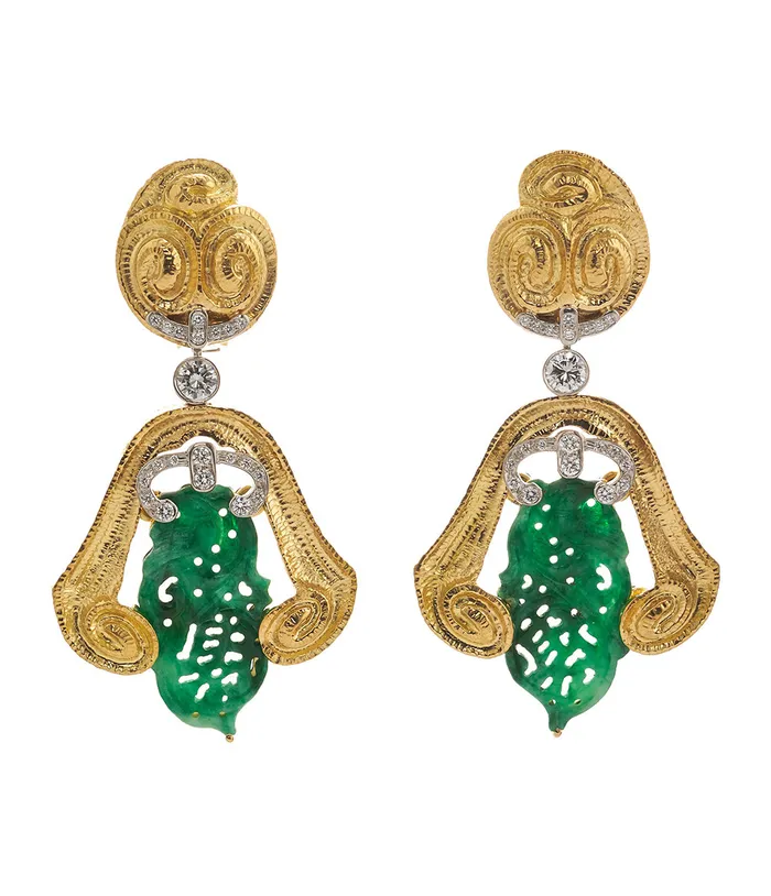 Earrings David Webb Spiral Jade Earrings