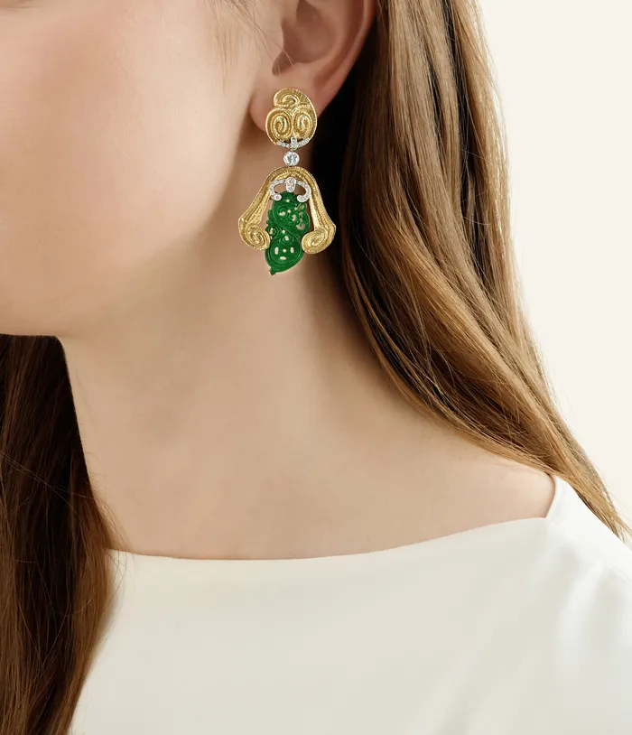 Earrings David Webb Spiral Jade Earrings