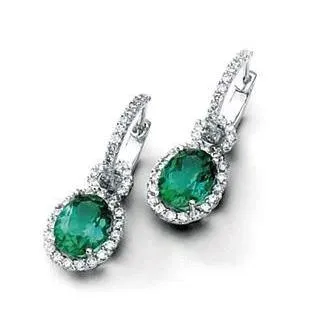 Earrings GB 1070 Ct Green Tourmaline And Natural Earth Mined Diamonds Dangle Earring Earrings GB 1070 Ct Green Tourmaline And Natural Earth Mined Diamonds Dangle Earring