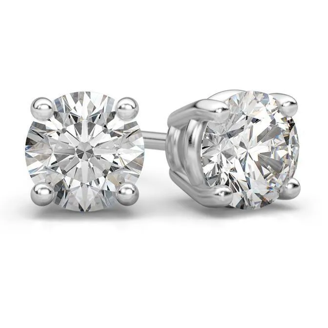 Earrings GB 35 Carats Round Solitaire Natural Earth Mined Diamond Stud Earring Solid White Gold 14K Earrings GB 35 Carats Round Solitaire Natural Earth Mined Diamond Stud Earring Solid White Gold 14K
