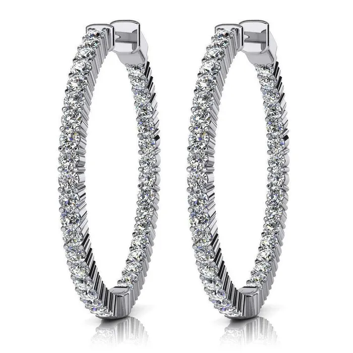 Earrings GB 5 Ct Round Cut Natural Earth Mined Diamonds Hoop Earrings Women 14K White Gold Gorgeous Earrings GB 5 Ct Round Cut Natural Earth Mined Diamonds Hoop Earrings Women 14K White Gold Gorgeous
