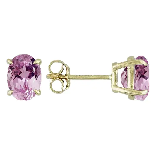 Earrings GB Eagle Claw Prongs Oval Cut Kunzite Studs Earrings Yellow Gold 14K Earrings GB Eagle Claw Prongs Oval Cut Kunzite Studs Earrings Yellow Gold 14K