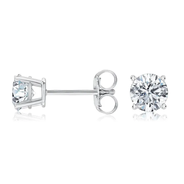 Earrings GB Round Shaped Natural Earth Mined Diamond Women Stud Earring 2 Carats White Gold 14K Earrings GB Round Shaped Natural Earth Mined Diamond Women Stud Earring 2 Carats White Gold 14K