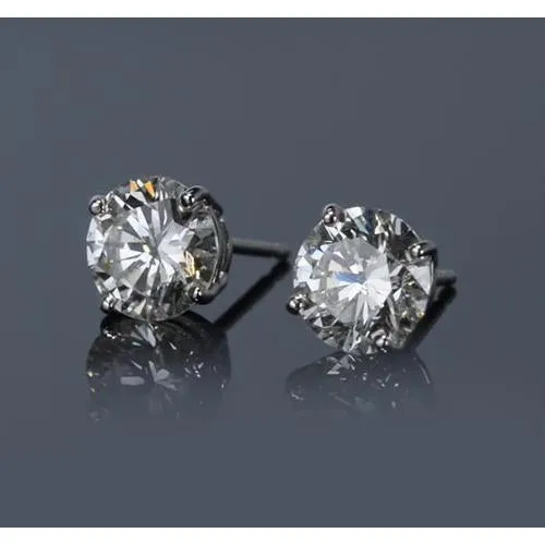 Earrings GB White Gold 14K Prong Round Genuine Natural Earth Mined Diamond Stud Earring G Si1 2 Carats Earrings GB White Gold 14K Prong Round Genuine Natural Earth Mined Diamond Stud Earring G Si1 2 Carats