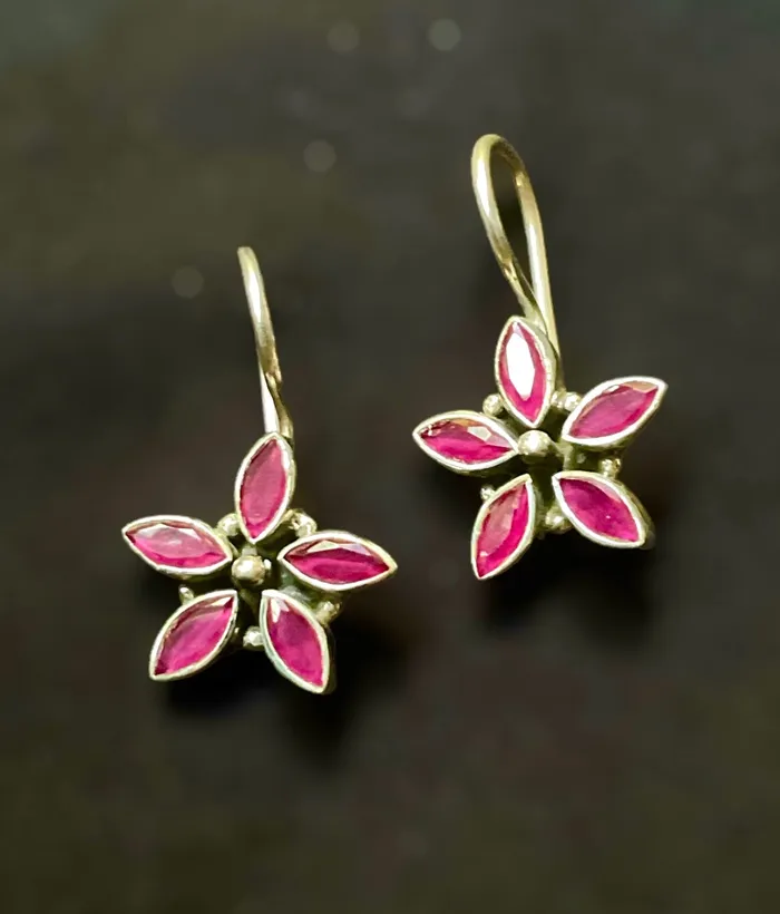 Earrings Gemstone The Vinaya Silver Gemstone Earrings Red