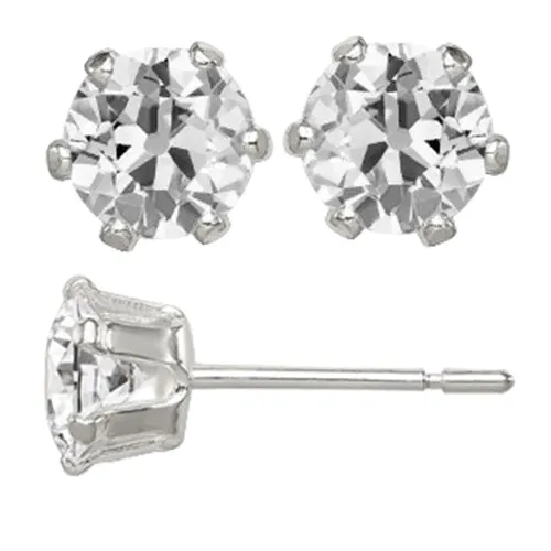 Earrings HarryChadEntcom Solitaire Mined Diamond Studs 14K White Gold Earrings Old Cut 350 Ct Earrings HarryChadEntcom Solitaire Mined Diamond Studs 14K White Gold Earrings Old Cut 350 Ct