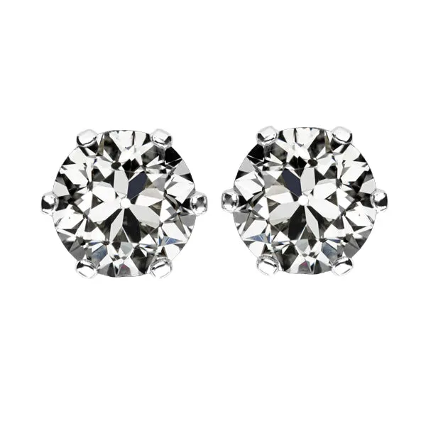 Earrings HarryChadEntcom Solitaire Real Diamond Stud Earrings Round Old Miner 5 Carats Earrings HarryChadEntcom Solitaire Real Diamond Stud Earrings Round Old Miner 5 Carats