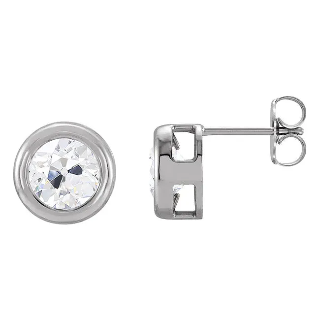 Earrings HarryChadEntcom Stud Earrings Bezel Set Old Miner Natural Earth Mined Diamonds 3 Carats Push Backs