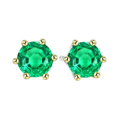 Earrings HarryChadEntcom Womens Earrings Green Emerald Crown Setting