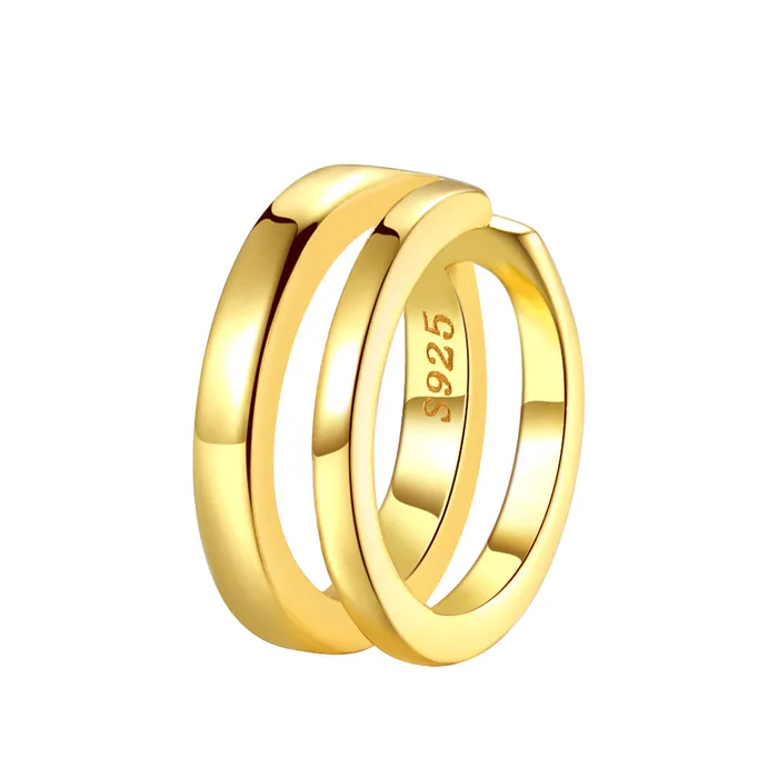 Earrings Hey Happiness Double Hoop Ear Cuff Sterling Silver Gold