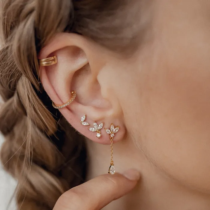 Earrings Hey Happiness Double Hoop Ear Cuff Sterling Silver Gold Earrings Hey Happiness Double Hoop Ear Cuff Sterling Silver Gold