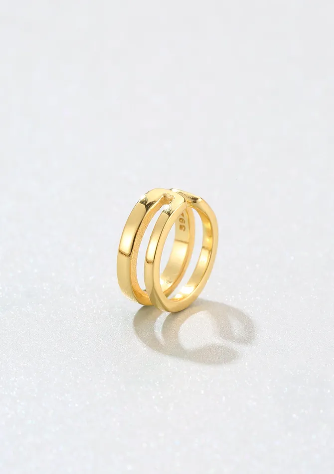 Earrings Hey Happiness Double Hoop Ear Cuff Sterling Silver Gold Earrings Hey Happiness Double Hoop Ear Cuff Sterling Silver Gold