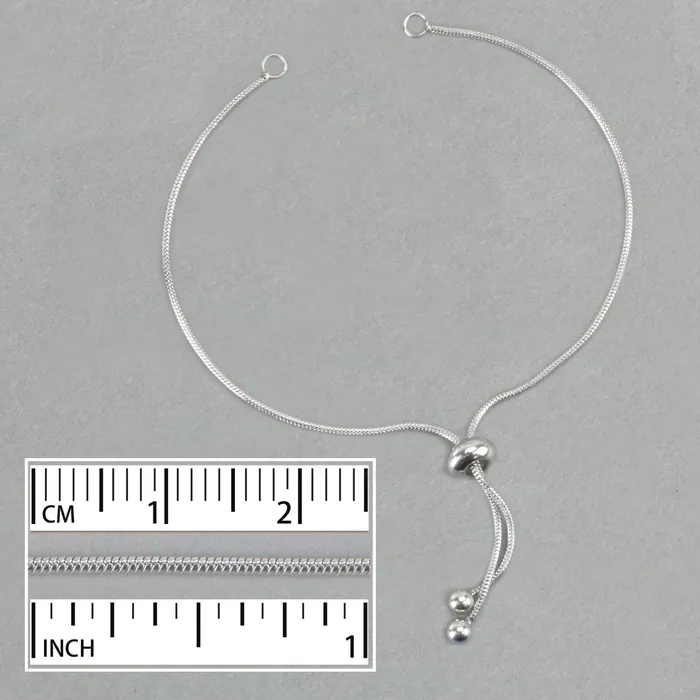ES Stainless Steel Adjustable Expandable 15mm Snake Chain Bolo Bracelet with Slider Bead Bracelets
