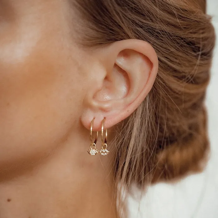 Eyes and Lips Charm Hoop Earrings Sterling Silver Gold Hey Happiness Earrings Eyes and Lips Charm Hoop Earrings Sterling Silver Gold Hey Happiness Earrings