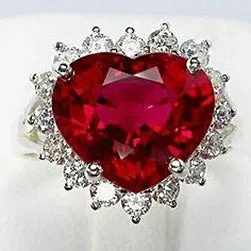 GB 1075 Carats Heart Shaped Red Aaa Ruby With Natural Earth Mined Diamond Ring Rings GB 1075 Carats Heart Shaped Red Aaa Ruby With Natural Earth Mined Diamond Ring Rings