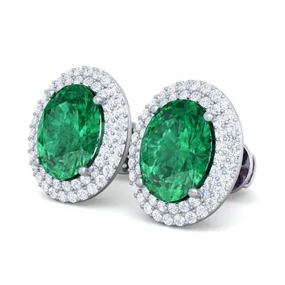 GB 14 Carats Green Emerald And Natural Earth Mined Diamond Stud Earrings Gemstone Jewelry Earrings GB 14 Carats Green Emerald And Natural Earth Mined Diamond Stud Earrings Gemstone Jewelry Earrings
