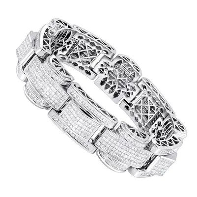 GB Bracelets 20 Carats Pave Set Princess Cut Natural Earth Mined Diamond Men Bracelet White Gold 14K GB Bracelets 20 Carats Pave Set Princess Cut Natural Earth Mined Diamond Men Bracelet White Gold 14K