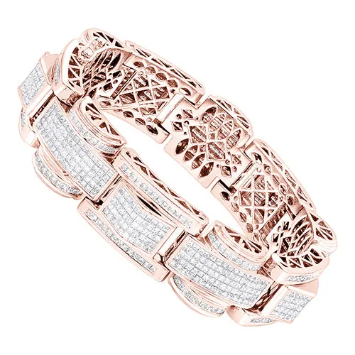 GB Bracelets 20 Carats Pave Set Princess Cut Natural Earth Mined Diamond Men Bracelet White Gold 14K GB Bracelets 20 Carats Pave Set Princess Cut Natural Earth Mined Diamond Men Bracelet White Gold 14K