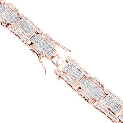 GB Bracelets 20 Carats Pave Set Princess Cut Natural Earth Mined Diamond Men Bracelet White Gold 14K GB Bracelets 20 Carats Pave Set Princess Cut Natural Earth Mined Diamond Men Bracelet White Gold 14K