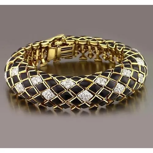 GB Bracelets Black Yellow Gold Natural Earth Mined Diamond Mens Bracelet 480 Carats Jewelry New GB Bracelets Black Yellow Gold Natural Earth Mined Diamond Mens Bracelet 480 Carats Jewelry New