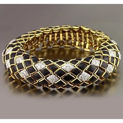 GB Bracelets Black Yellow Gold Natural Earth Mined Diamond Mens Bracelet 480 Carats Jewelry New GB Bracelets Black Yellow Gold Natural Earth Mined Diamond Mens Bracelet 480 Carats Jewelry New