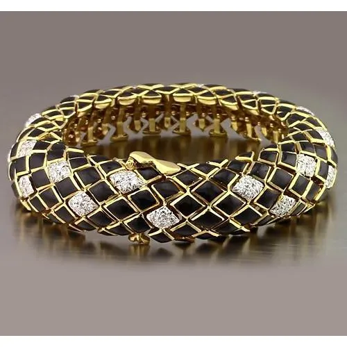 GB Bracelets Black Yellow Gold Natural Earth Mined Diamond Mens Bracelet 480 Carats Jewelry New GB Bracelets Black Yellow Gold Natural Earth Mined Diamond Mens Bracelet 480 Carats Jewelry New