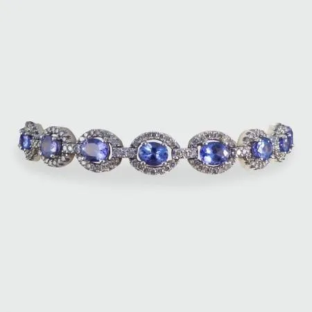 GB Bracelets Ladies Bracelet Tanzanite And Natural Earth Mined Diamonds 2575 Carats White Gold 14K GB Bracelets Ladies Bracelet Tanzanite And Natural Earth Mined Diamonds 2575 Carats White Gold 14K