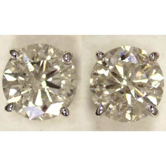 GB Earrings Big 6 Carat Natural Earth Mined Diamonds Stud Earrings White Gold New